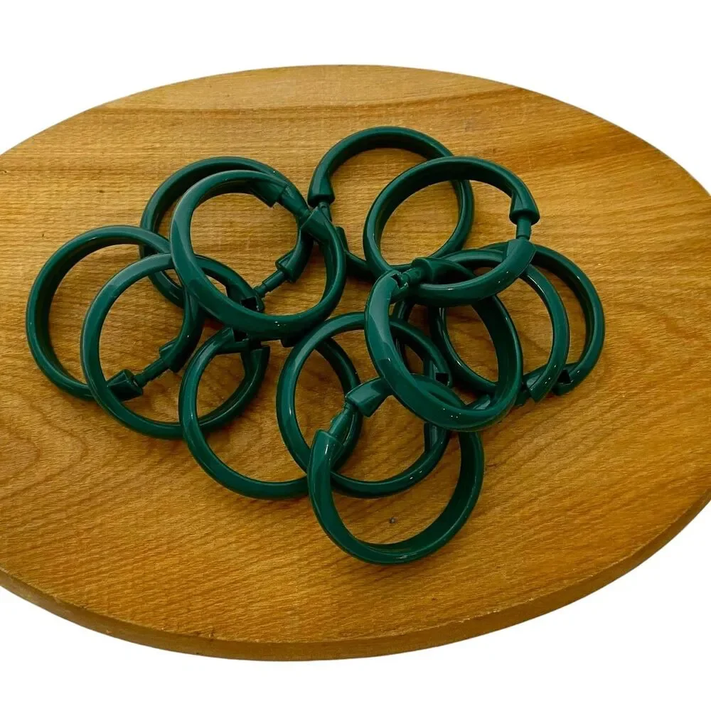 Vintage Forest Green Plastic Grandma Core Shower Hooks 80s Style